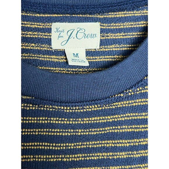 J.Crew Long-Sleeve Textured Sweater-Tee in Navy Gold Stripe US Men's Medium M - Picture 5 of 12